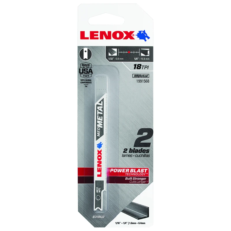 Lenox 20322BT318J Jig Saw Blade, 18 TPI, Bi-Metal