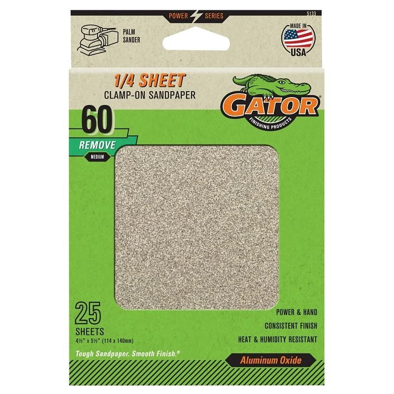 Sanding Sheets, Aluminum Oxide, 60-Grit, 4.5 x 5.5-In., 25-Pk.
