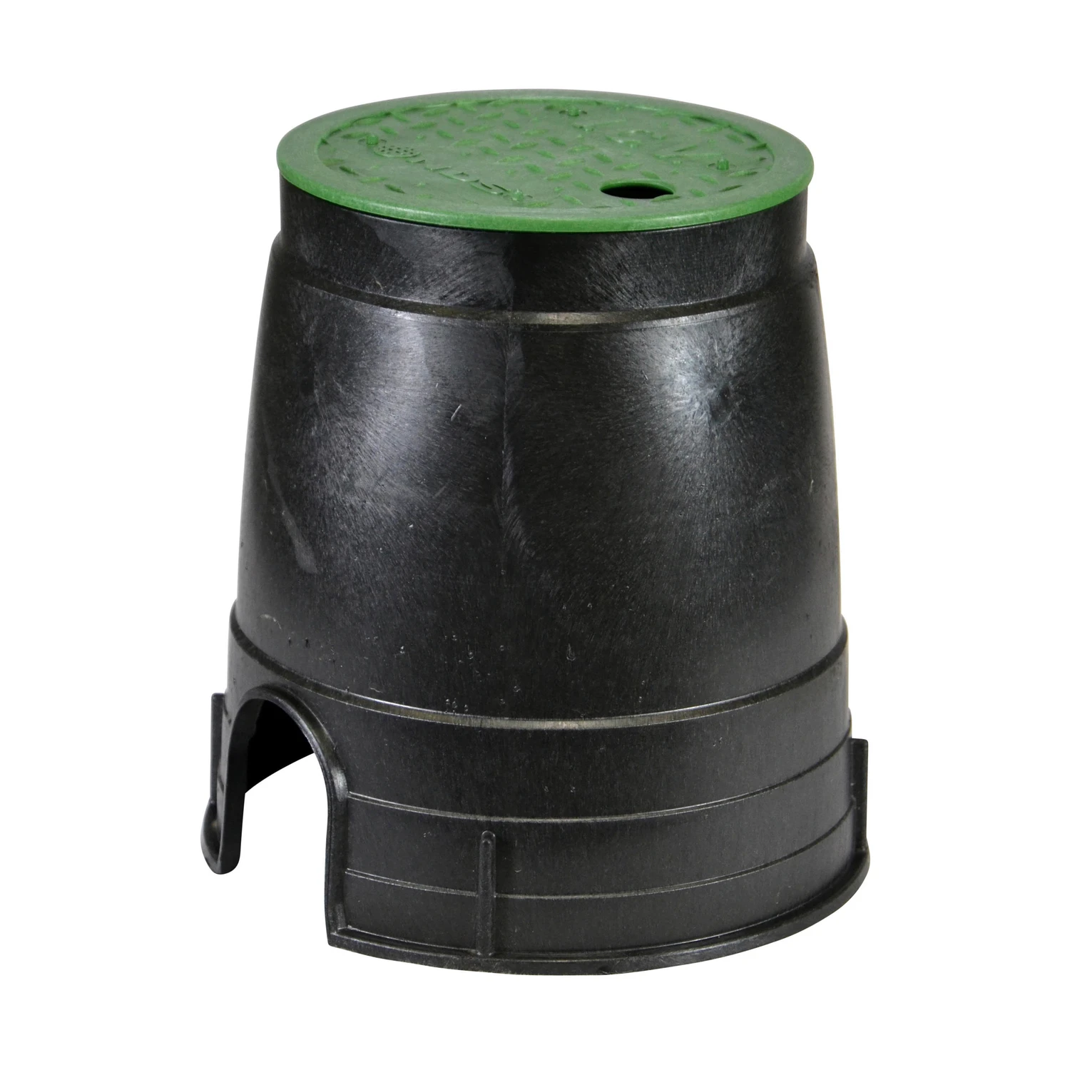 Econo 8.5 In. W X 8.5 In. H Round Valve Box With Overlapping Cover Black/green