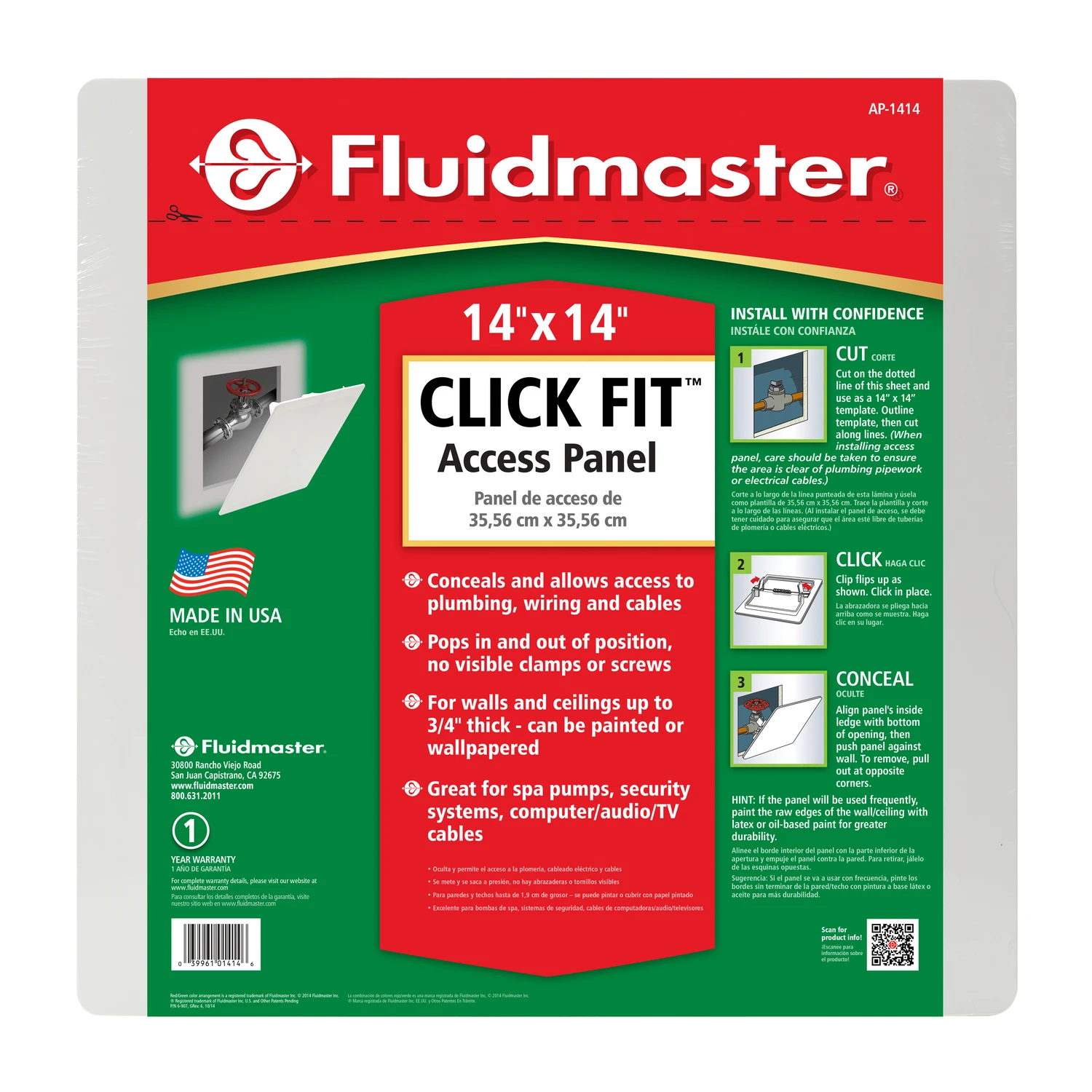 Click Fit Access Panel 14 In. X 14 In. Plastic Access Panel Model Ap-1414