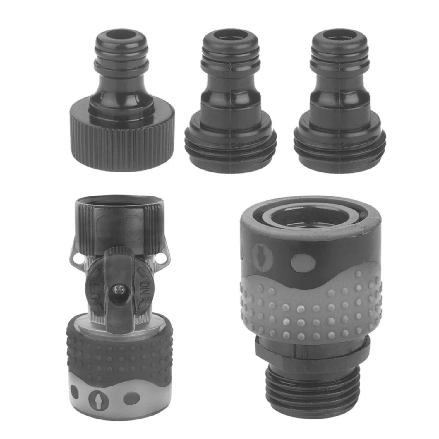 Polymer Threaded Quick Connector Hose Set With Shut-off Valve And Adapters