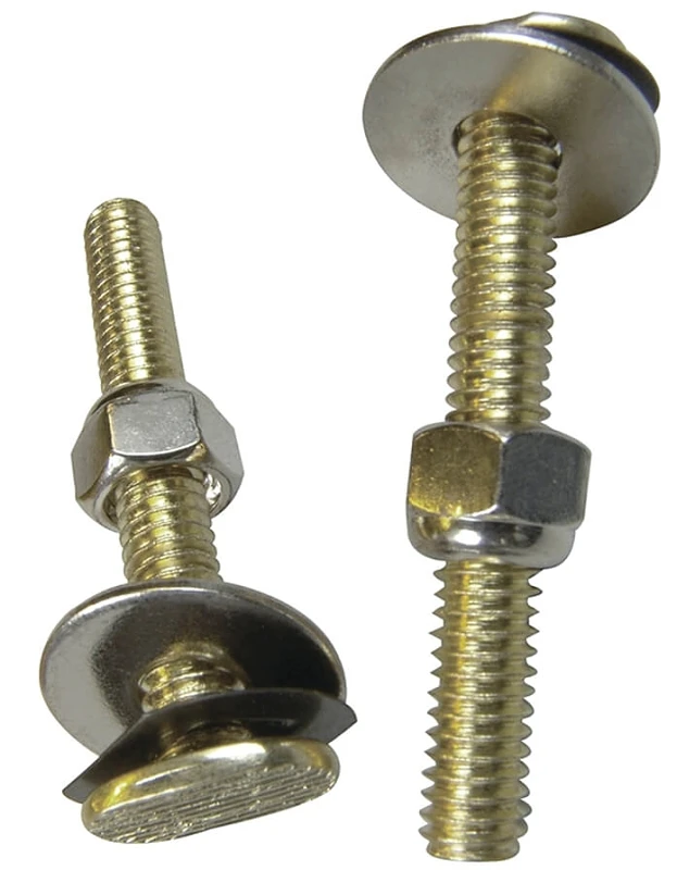 Universal Toilet Bolt Set Gold Steel With Nuts And Washers