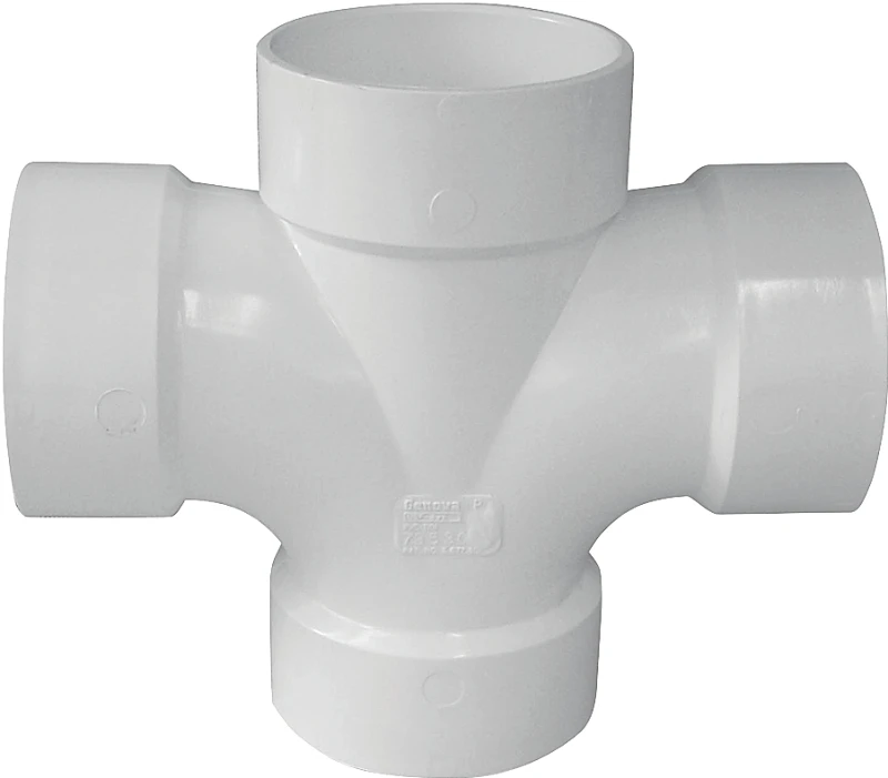 3 X 3 X 2 X 2 Inch Pvc Double Sanitary Tee, Schedule 40