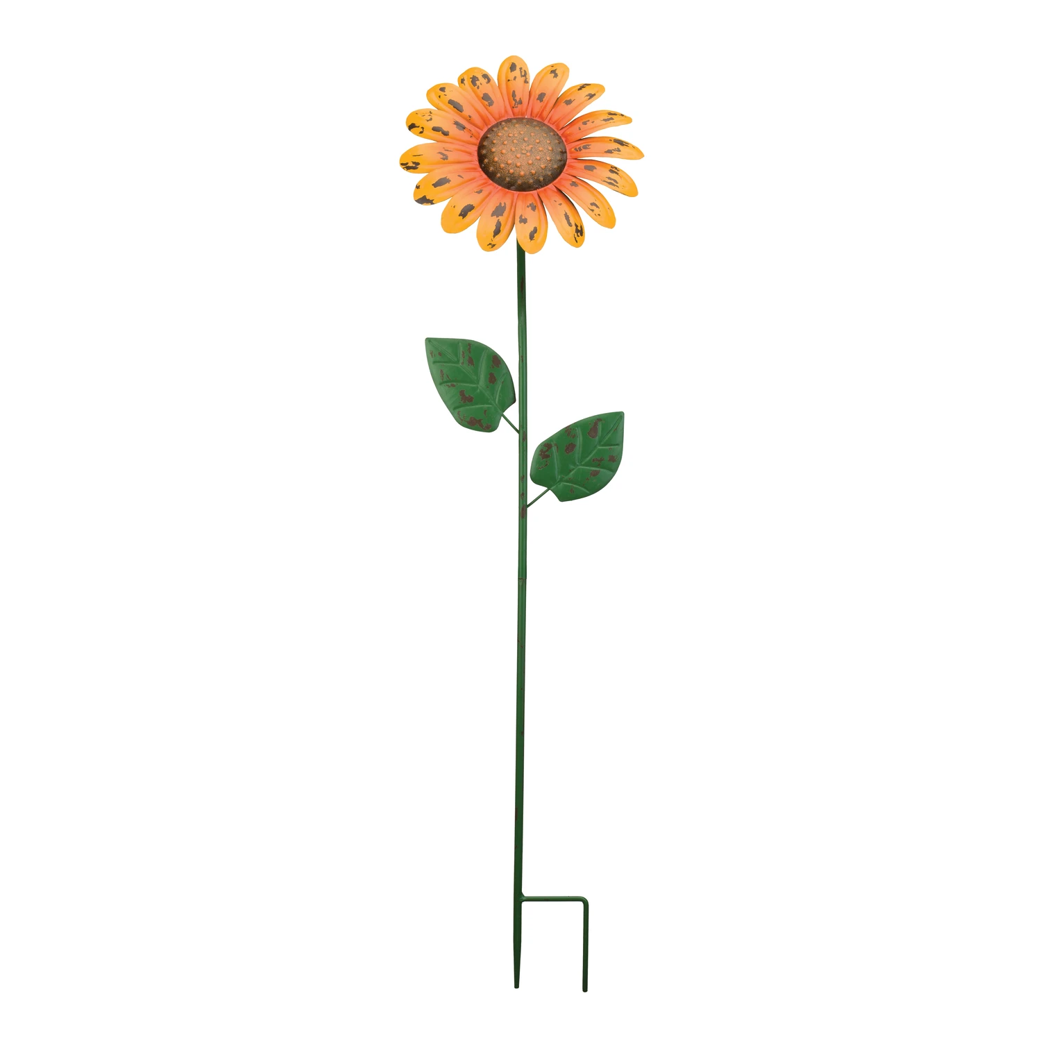 36 In. H Orange Daisy Metal Outdoor Garden Stake Decor