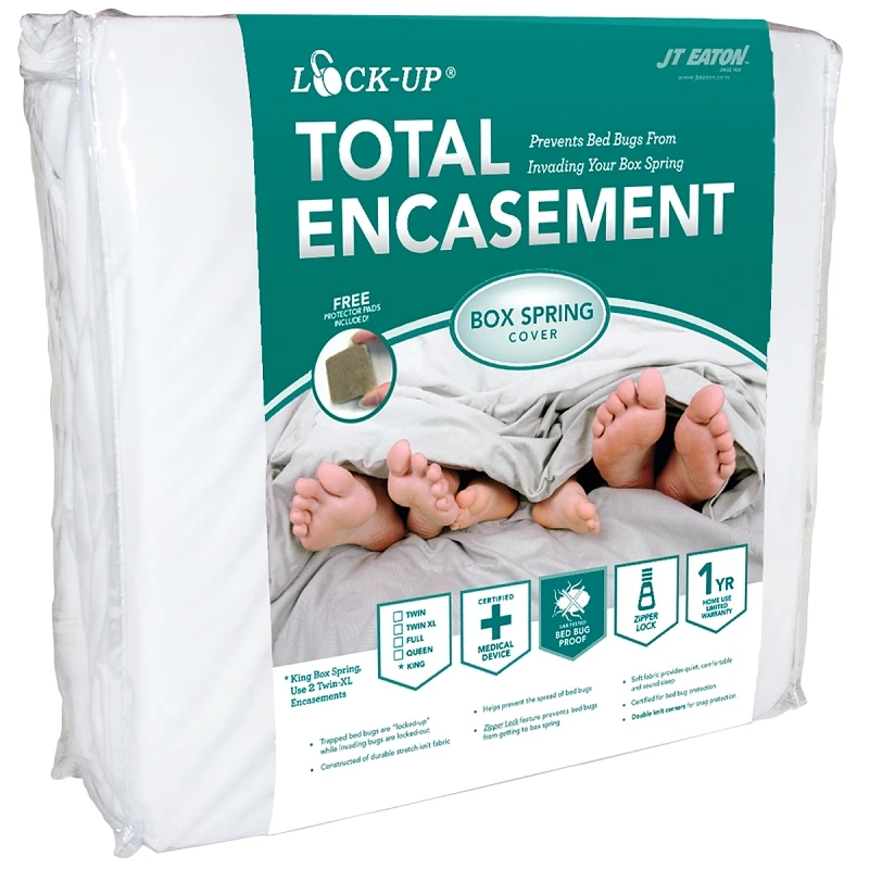 Lock-up Twin Xl White Stretch-knit Polyester Box Spring Encasement Cover