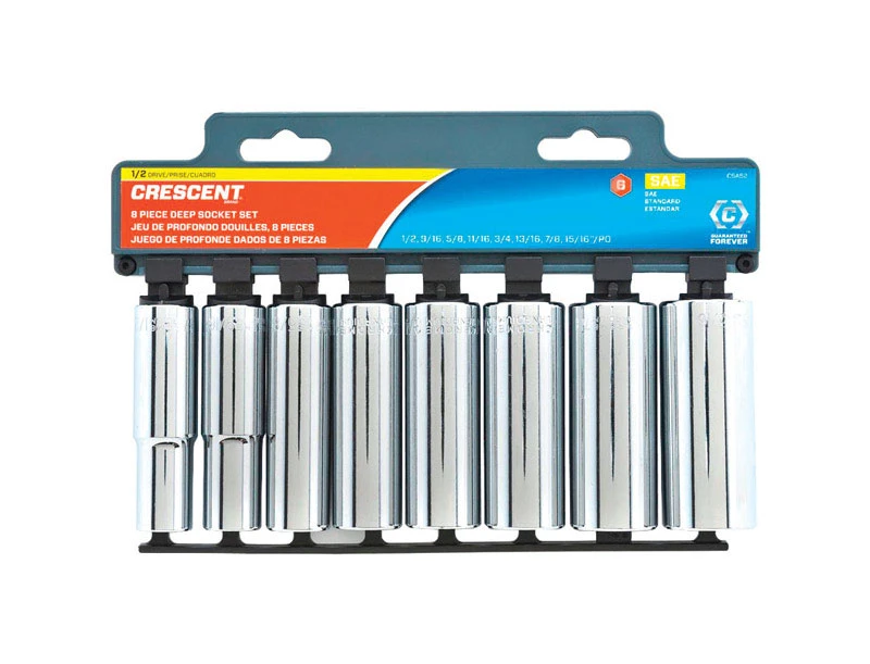 1/2 In. Drive Sae 6 Point Deep Well Socket Set, 8 Piece Assorted Sizes