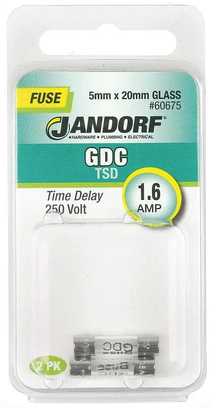 Gdc 1.6a 250v Time Delay Glass Fuse 2 Pk, 5mm X 20mm