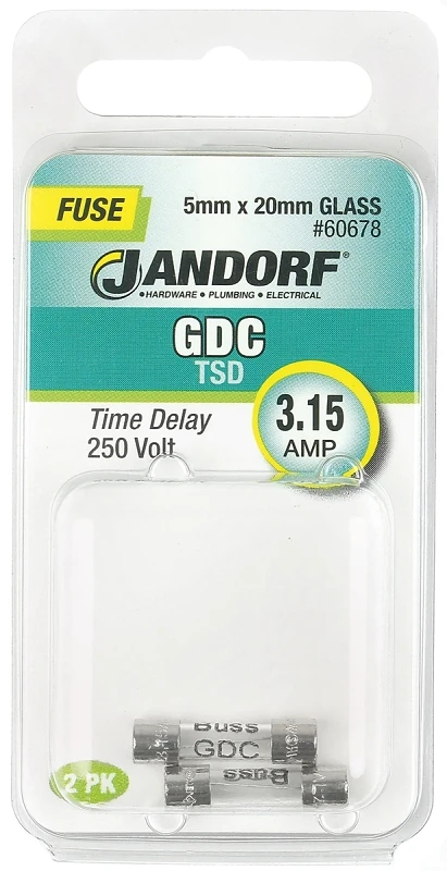 Gdc 3.15a 250v Glass Time Delay Fuse 2 Pk, 5mm X 20mm