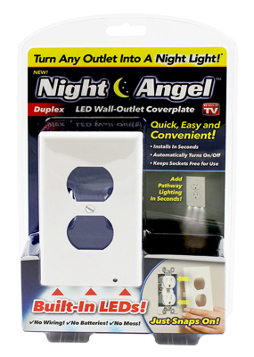 Night Angel Led Duplex Wall Outlet Coverplate, Model Na-mc12/6, Lighted Night Light