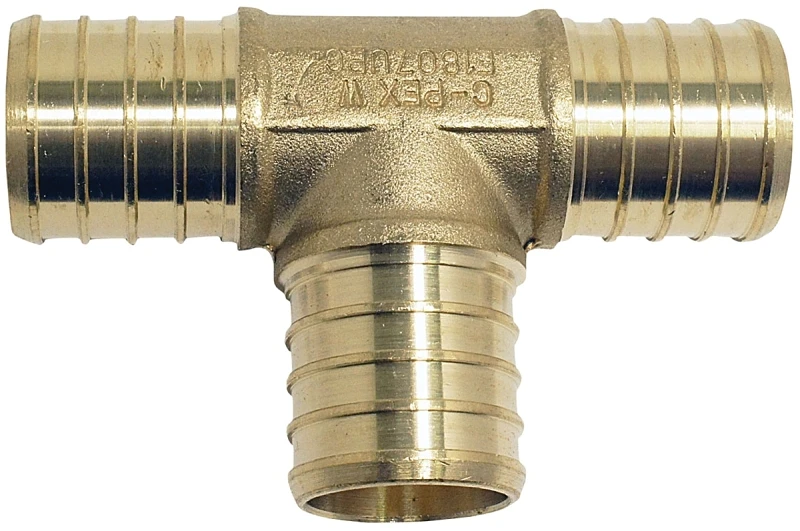 3/4 Inch Brass Pex Tee Barb Fitting For Plumbing Applications