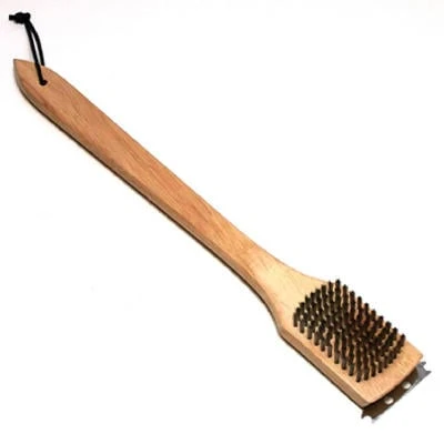 43004 18-inch Wooden Handle Grill Brush For Easy Cleaning