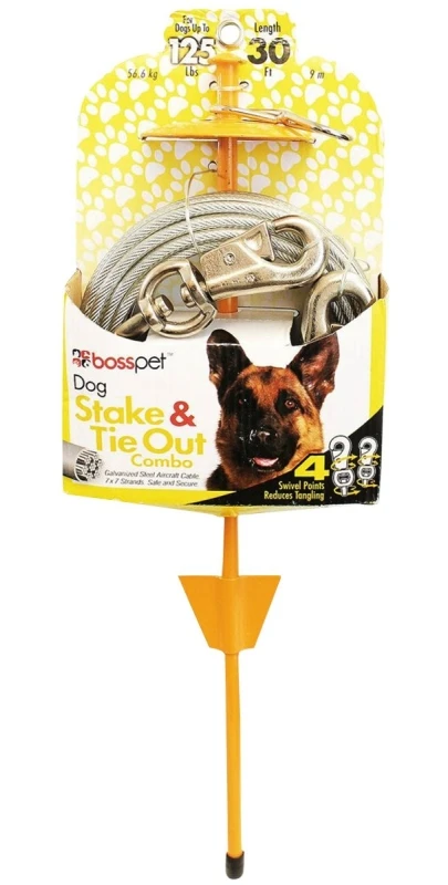 Yellow Tie-out With Stake Metal Dog Tie Out Stake X-large 30 Ft