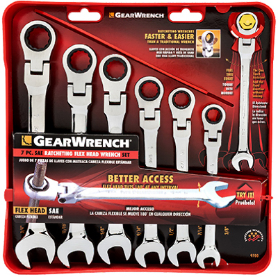 7-piece Sae Flex Combination Ratcheting Wrench Set Model 9700
