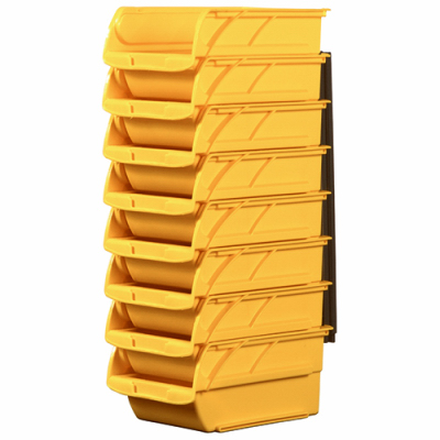 Stack & Mount Storage Bins, Yellow, 4-1/10-In., 8-Pk.