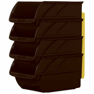 5.9 in. Stackable and Mountable Storage Bins in Black with Hangers (4-Pack)