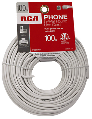 100-foot Rj11 Telephone Cable, 4-wire Round Line Cord, White