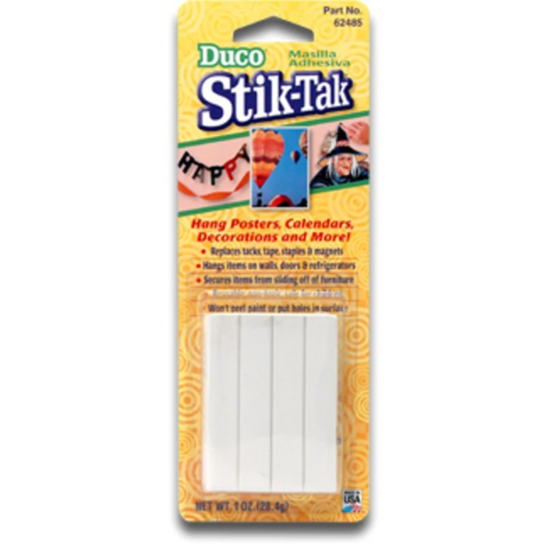 Stik-tak Reusable Adhesive, Low Strength, White, 1 Oz. For Mounting