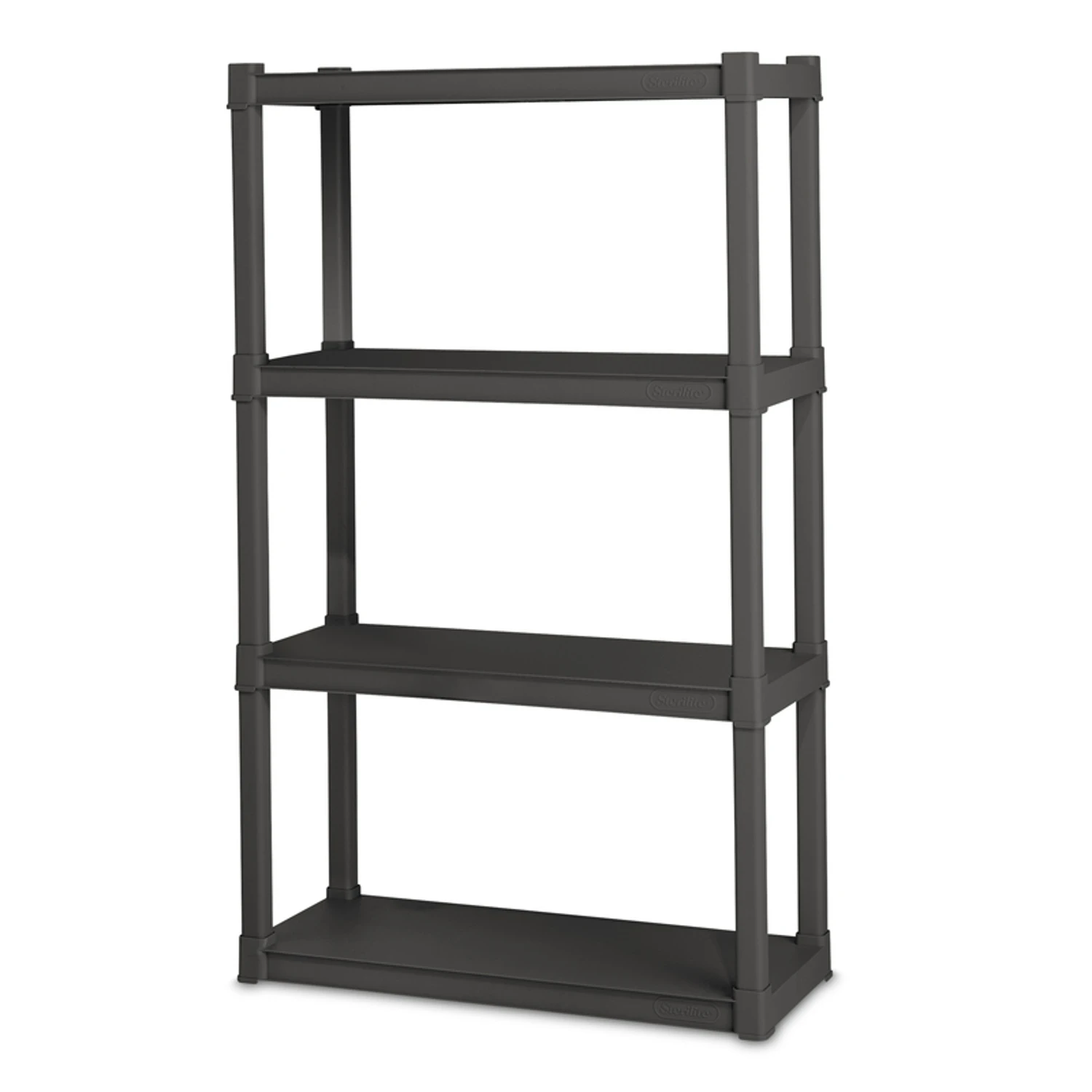 Sterilite 01643V01 Shelving Unit, 34-1/2 in OAW, 14-3/8 in OAD, 57 in OAH, 4-Shelf, Plastic, Gray