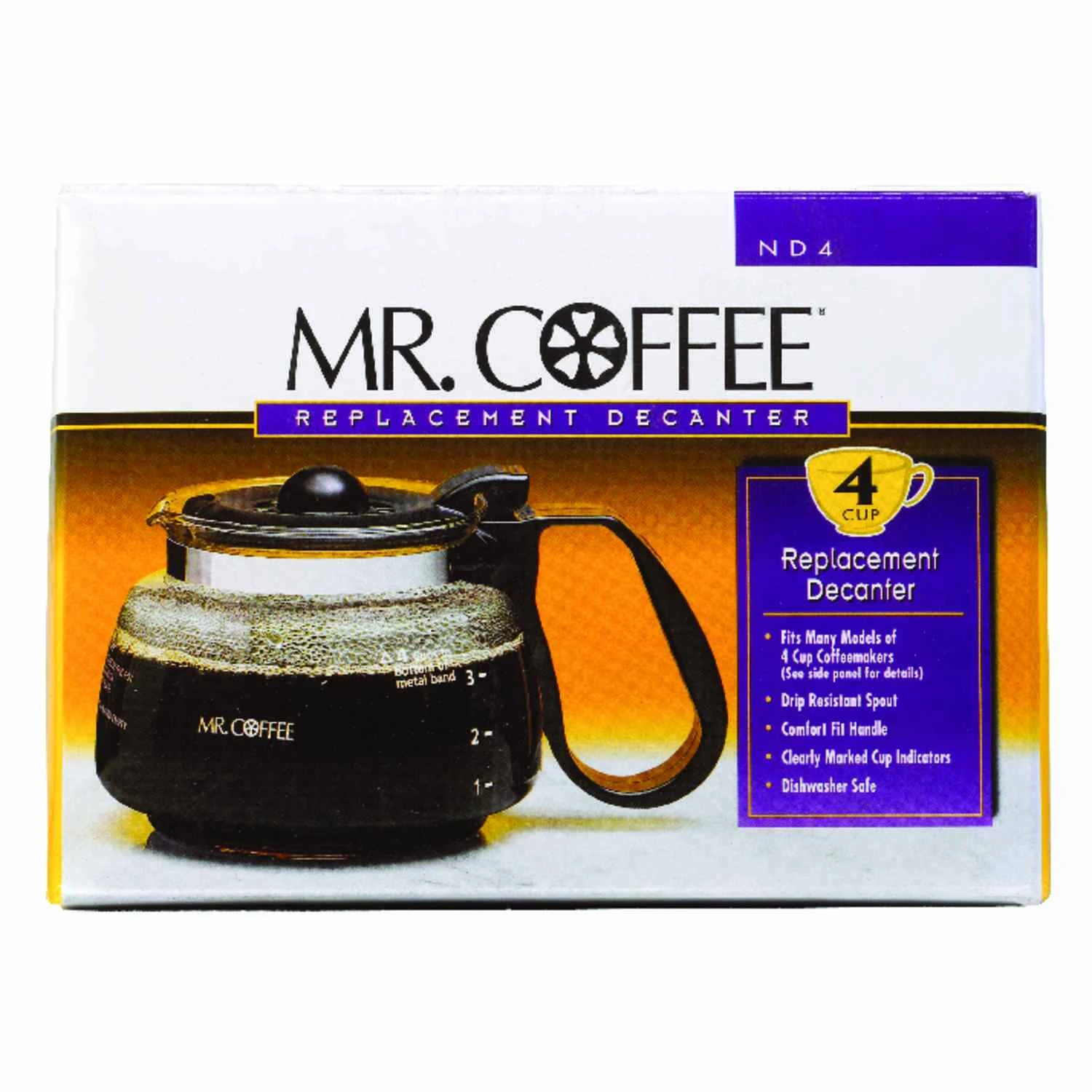 4-cup Black Glass Carafe Replacement For Mr. Coffee And Sunbeam Models Nd4-2