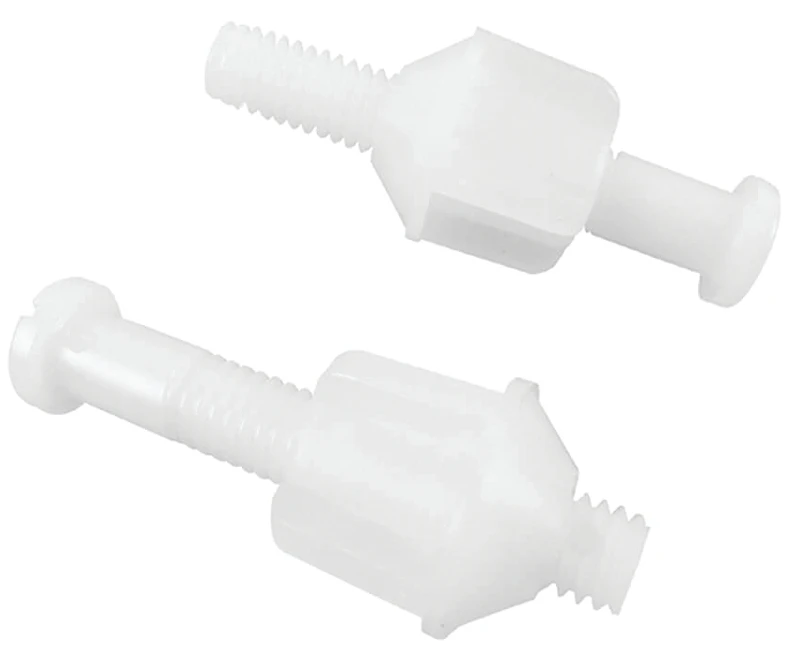 Universal Toilet Seat Hinge Bolts - Durable White Plastic Construction