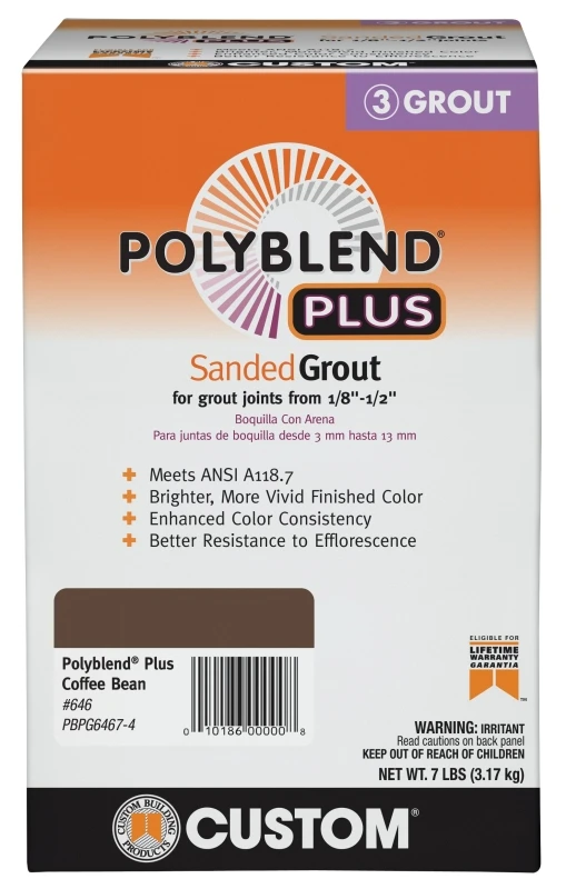 Polyblend Plus Sanded Grout Coffee Bean 7 Pounds For Interior And Exterior Use