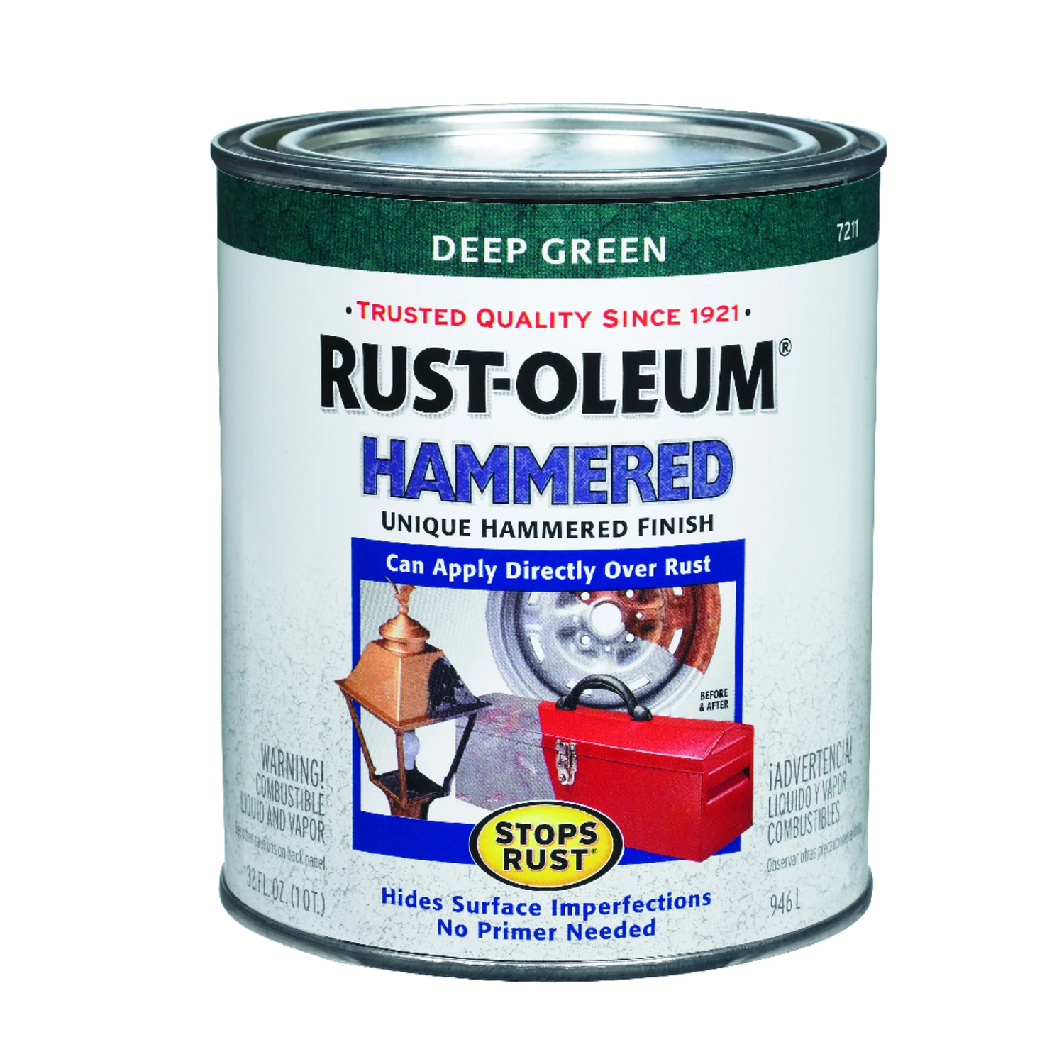 Stops Rust Hammered Deep Green Protective Paint 1 Quart