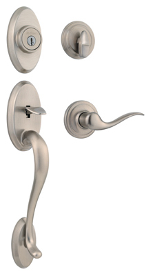 Shelburne Satin Nickel Entry Door Handleset with SmartKey Security