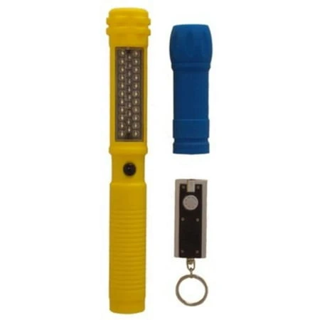 3 Piece, Led Plastic Flashlight And Key Chain Combo Pack Promier DB6BP-TVCP-24