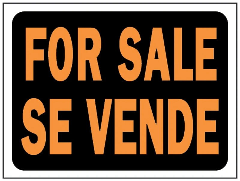 Hy-ko Bilingual For Sale Sign - 9 In. H X 12 In. W Durable Plastic