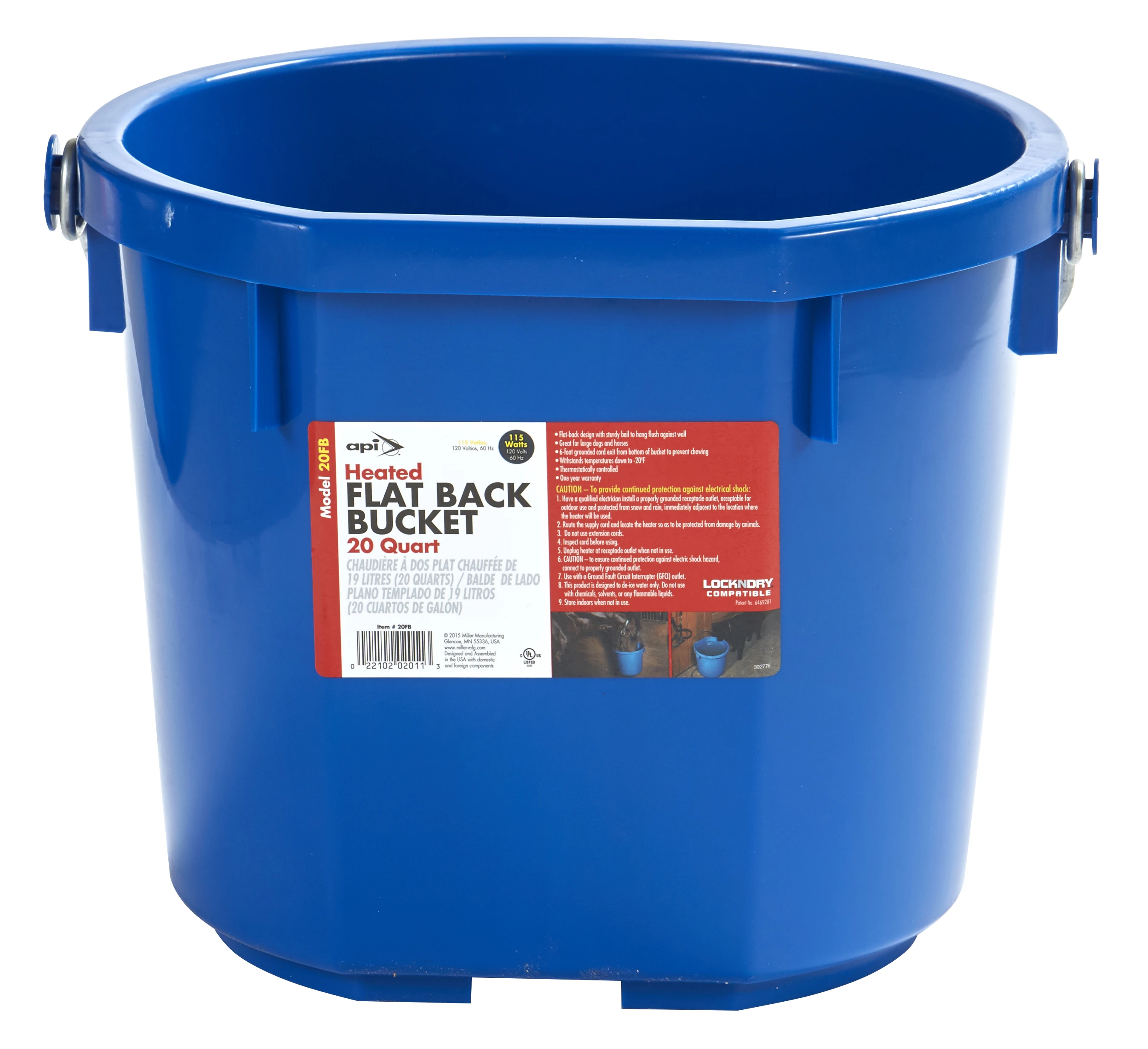 HEATED BUCKET 20QT FLATBACK