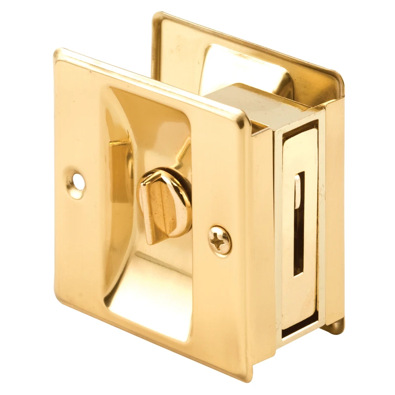 Pocket Door Privacy Lock with Pull, Solid Brass