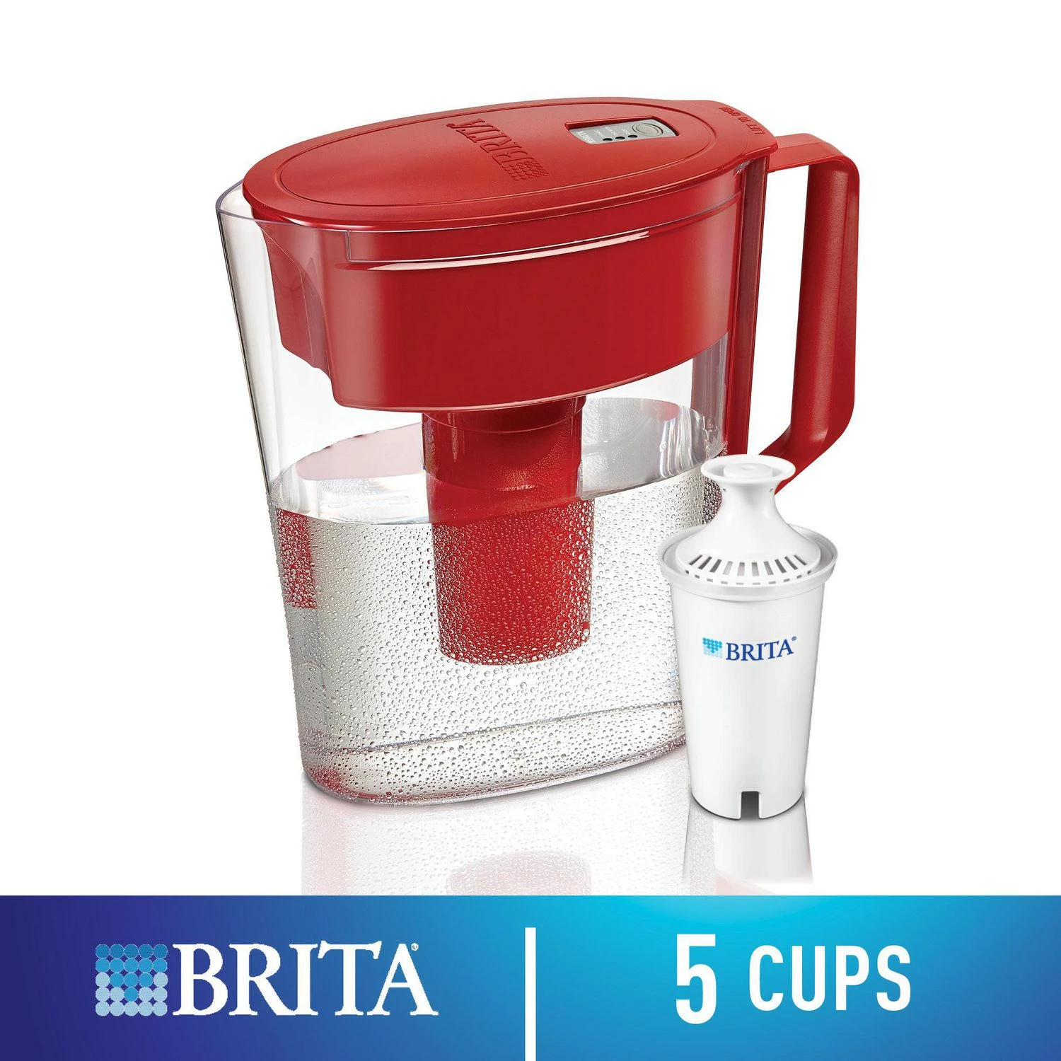 Soho 5-cup Red Water Filter Pitcher With Electronic Indicator