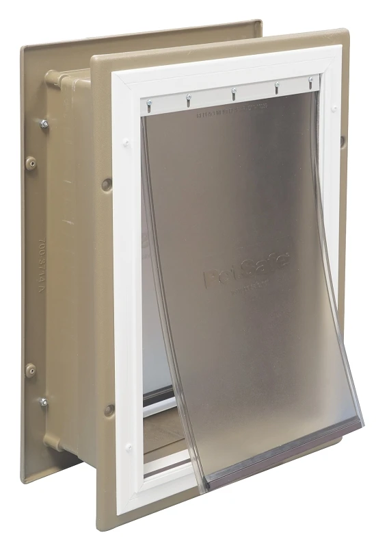 Large Tan Aluminum Wall Pet Door, 16.875-in X 10.125-in, Model Ppa11-10917