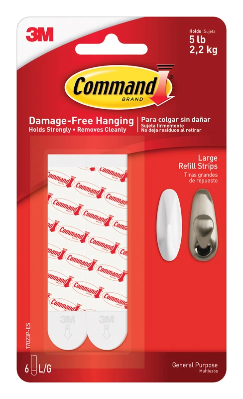 3M Command Large Foam Refill Strips 3.65 in. L 8 pk