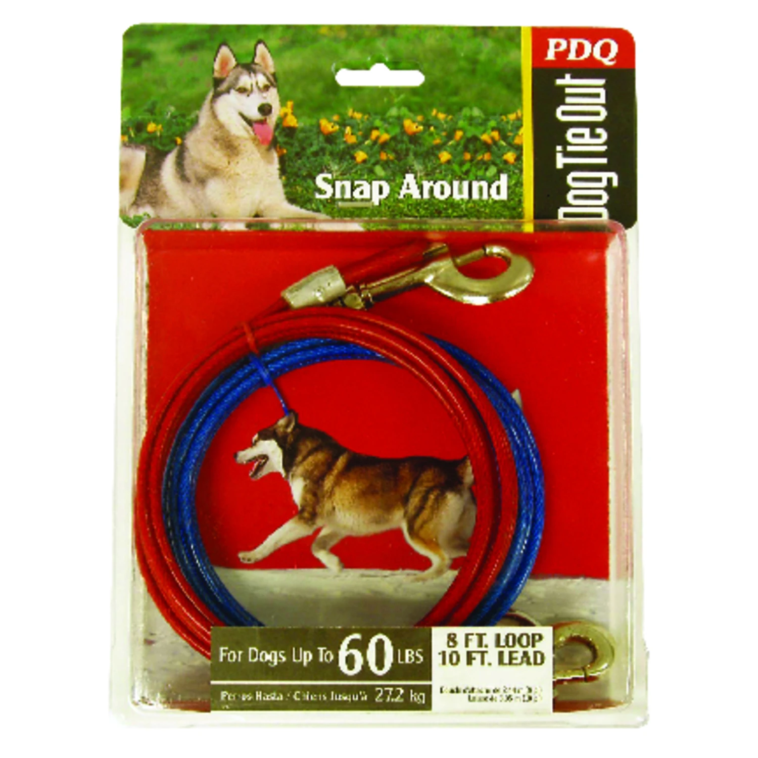 Red Tie-out Vinyl Coated Cable Dog Tie Out For Large Dogs, 10 Ft Length