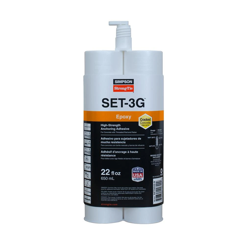 SET-3G High-Strength Epoxy Tie Adhesive with Nozzle and Extension, 22 Ounce