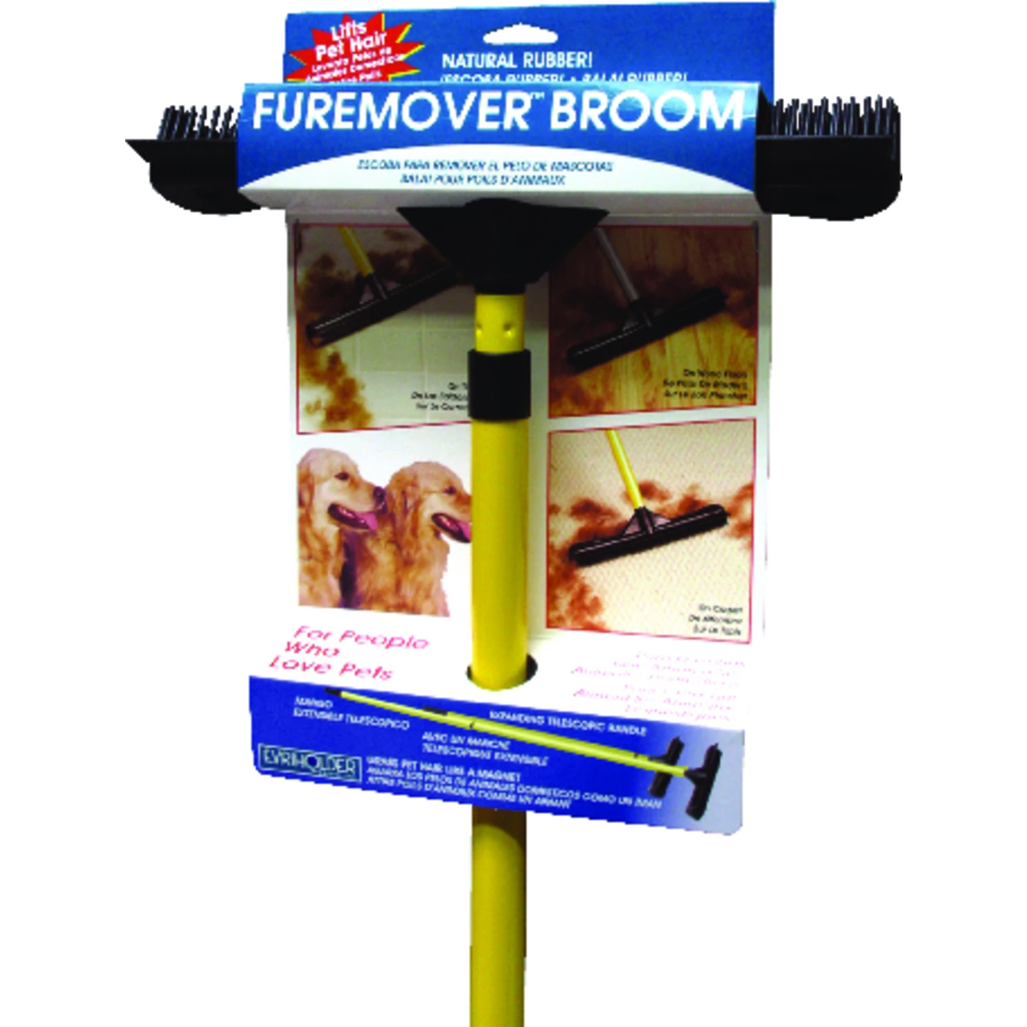 12 In. W Rubber Broom With 60 In. Handle For Pet Hair Removal