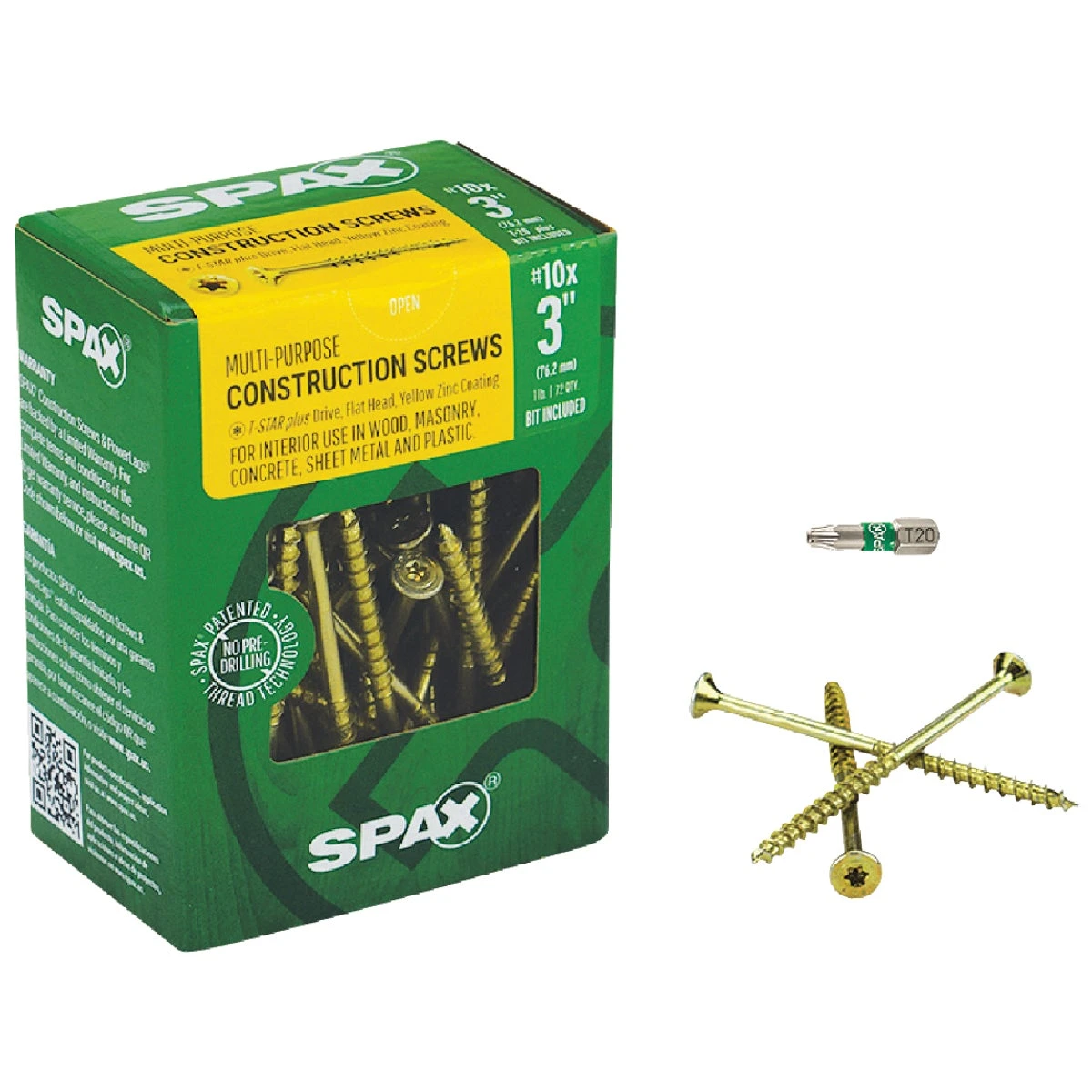 SPAX Multi-Material No. 10 in. X 3 in. L T-20+ Flat Head Serrated Construction Screws