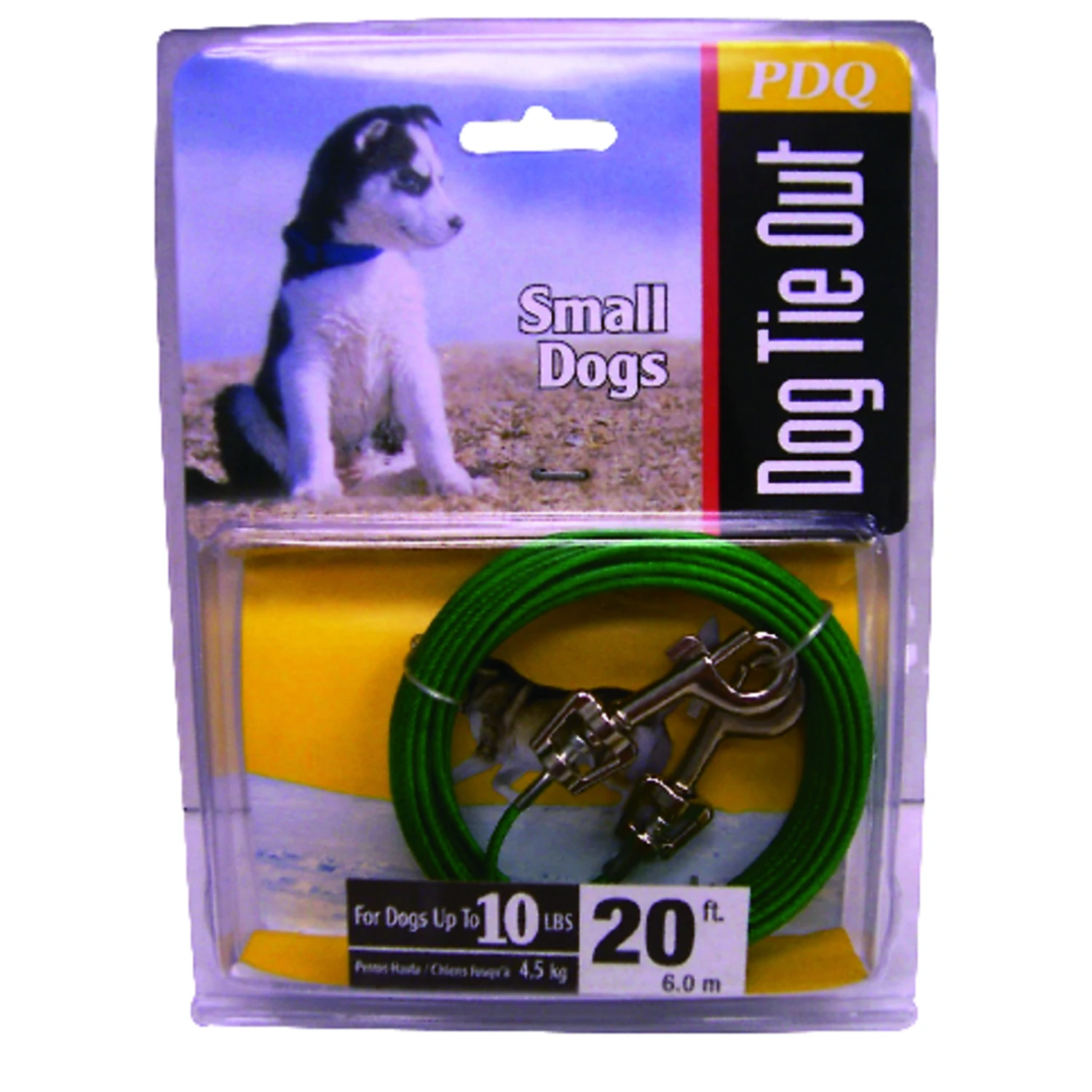 Green/silver Vinyl Coated Cable Dog Tie Out For Small Dogs, 20 Ft Length