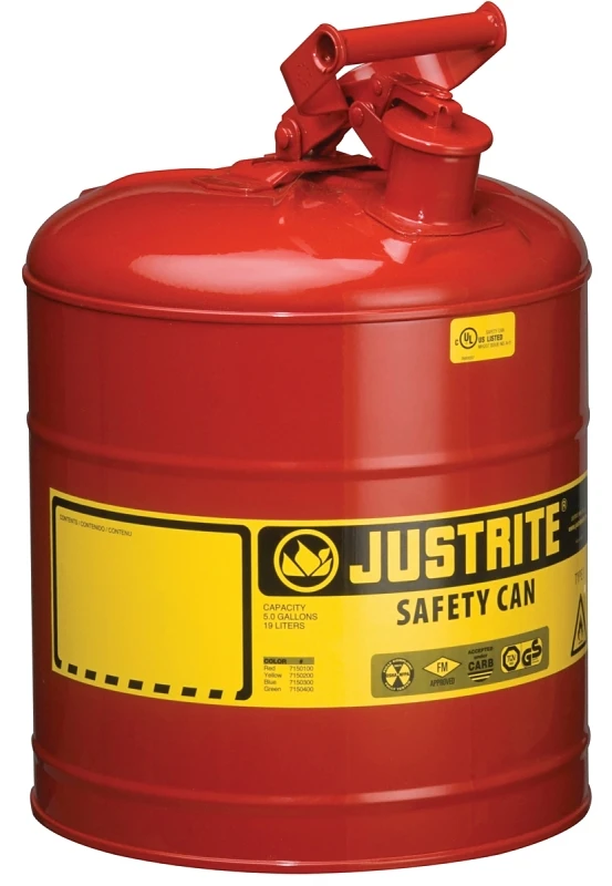 5 Gallon Type I Galvanized Steel Safety Fuel Can With Flame Arrester, Red