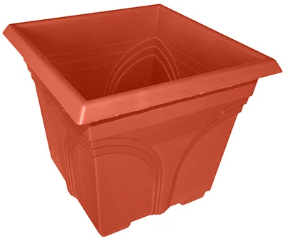 Medallion Deck Box Planter, Light Terra Cotta Plastic, 15 Inch Model Dp1510lt