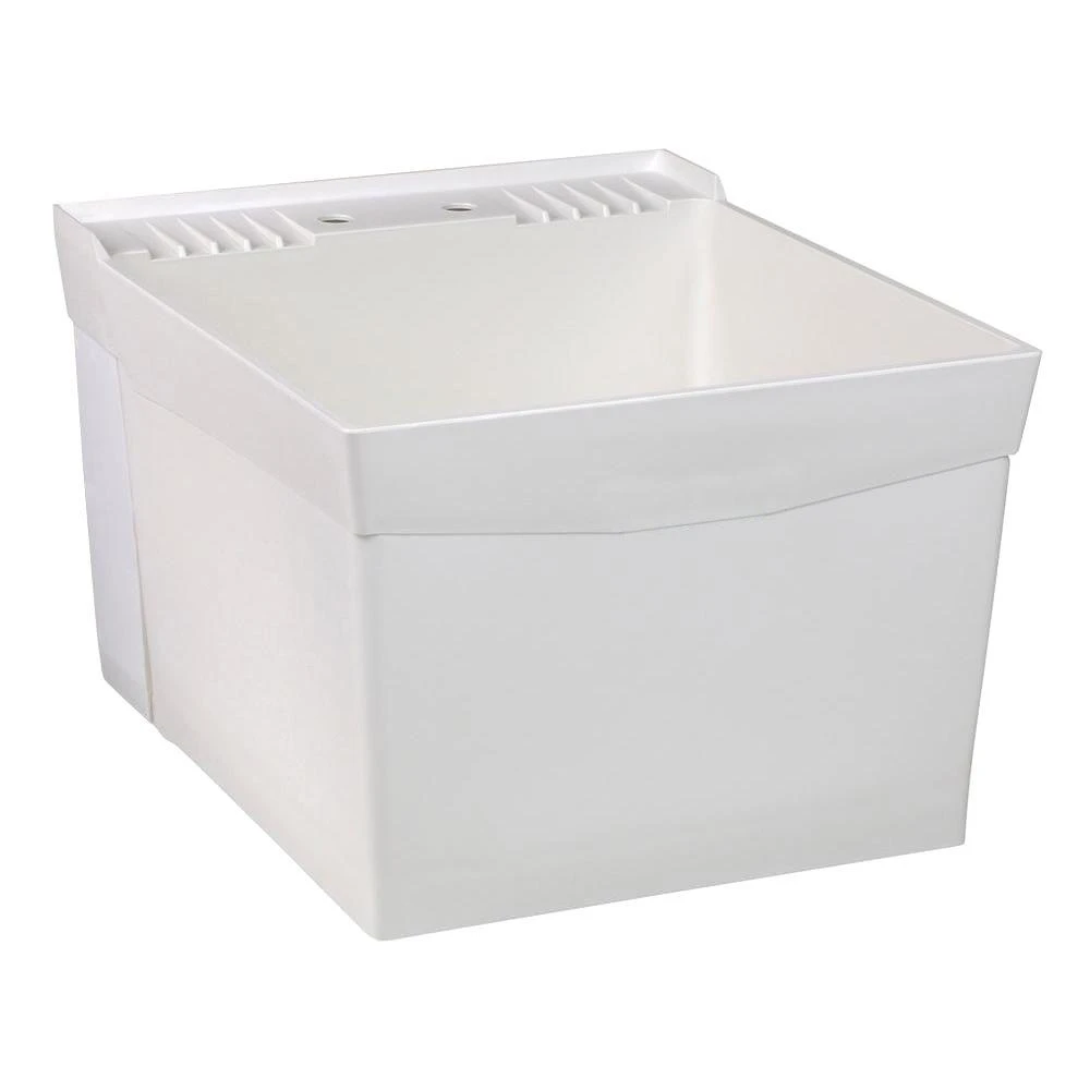 White Wall-Mount Laundry Tub, 20 Inches by 24 Inches
