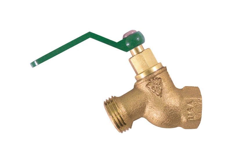Brass 3/4 In. Fip Lead Free No Kink Hose Bibb With Green Lever Handle