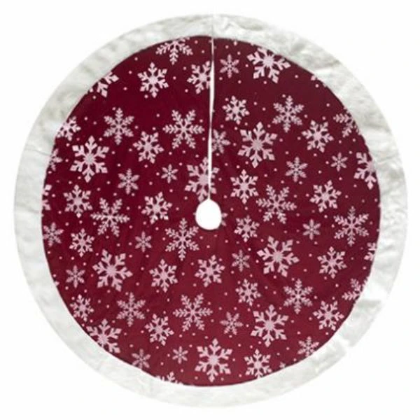 Velvet Tree Skirt with Red Snowflake Print, 48 Inch Diameter