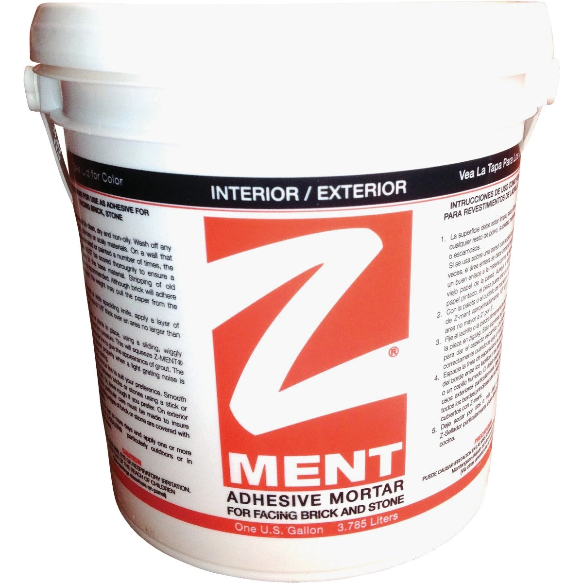 White Mortar Adhesive, 1 Gallon Container, Ready to Use