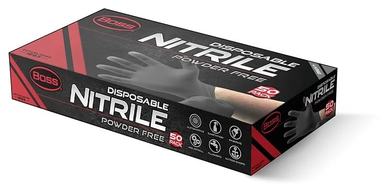 Large Black Nitrile Disposable Gloves 4 Mil Thickness (50-pack) B21001-l50