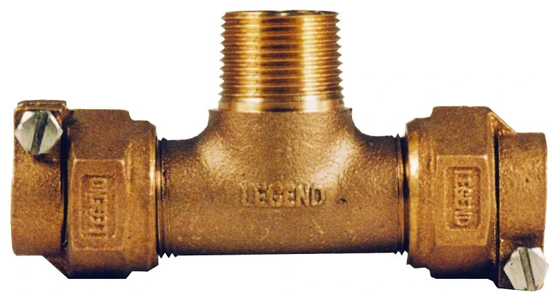 Water Service Tee, Lead Free, CTS PAK x MIP, 3/4 In.