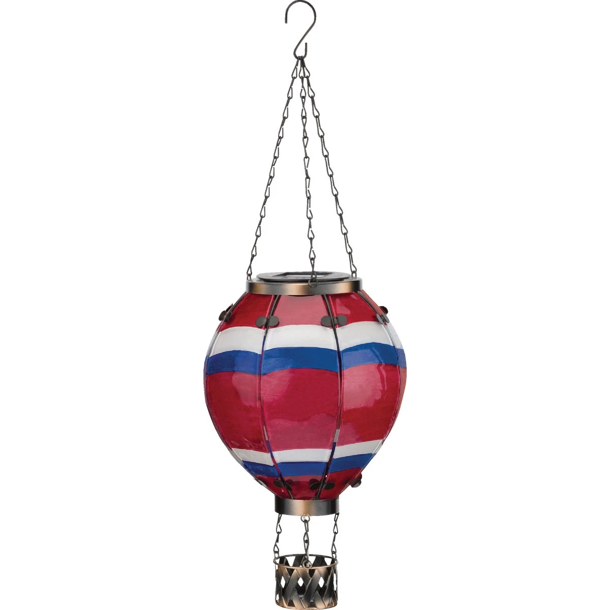 23.5" Large Striped Hot Air Balloon Solar Lantern
