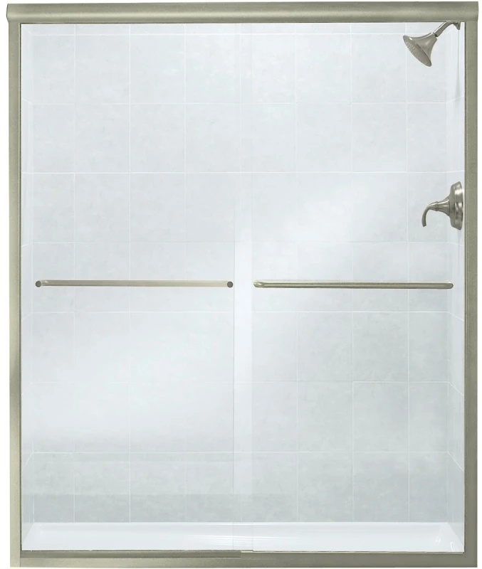 Finesse 59-5/8 In. W X 70-5/16 In. H Nickel Frameless Clear Sliding Shower Door