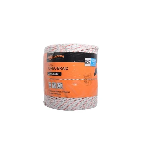 Electric Fence Turbo Equibraid Ultra White 0.125 Inch by 656 Feet